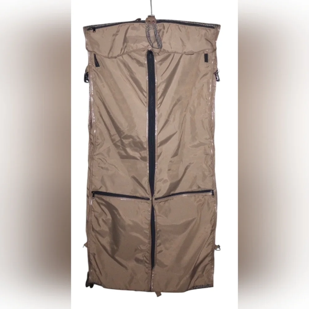 Vintage Skyway Tweed Tan Blue Garment Bag With Umbrella